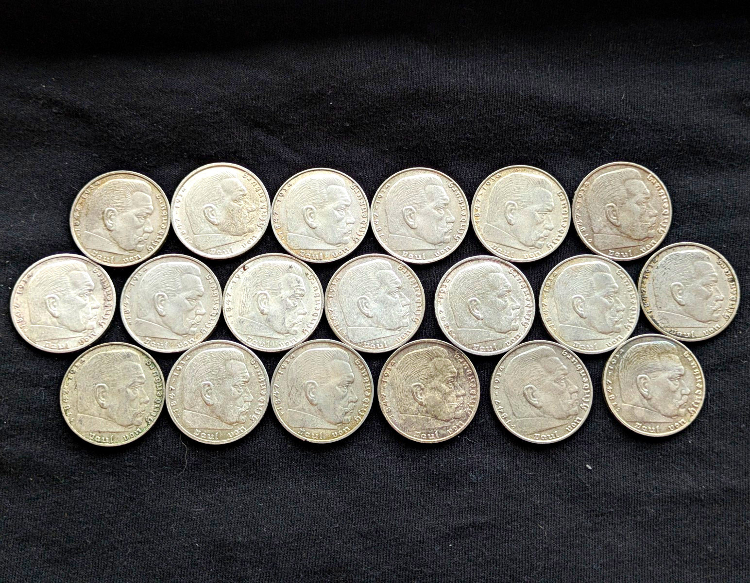 1939 German 2 Reichsmark 62% Silver WWII (19 Coins)- 6-Mint Mark Set A B D F G J
