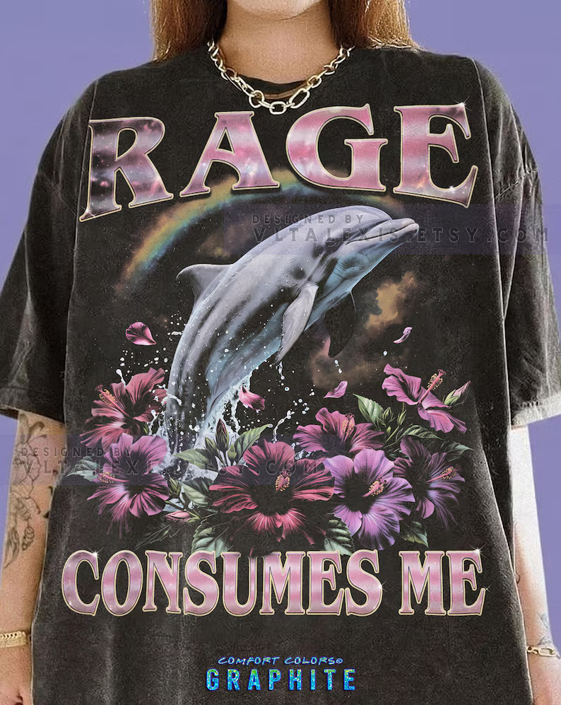 Rage Consumes Me Dolphin Ironic Meme Comfort Tee