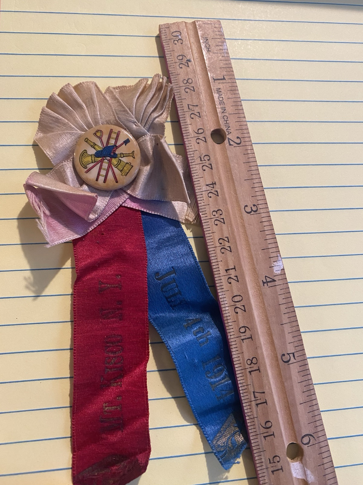 RARE 1914 FIREFIGHTER RIBBON - MT. KISCO MOUNT KISCO NEW YORK JULY 4, 1914 WOW RARE 1914 FIREFIGHTER RIBBON - MT. KISCO MOUNT KISCO NEW YORK JULY 4, 1914 WOW