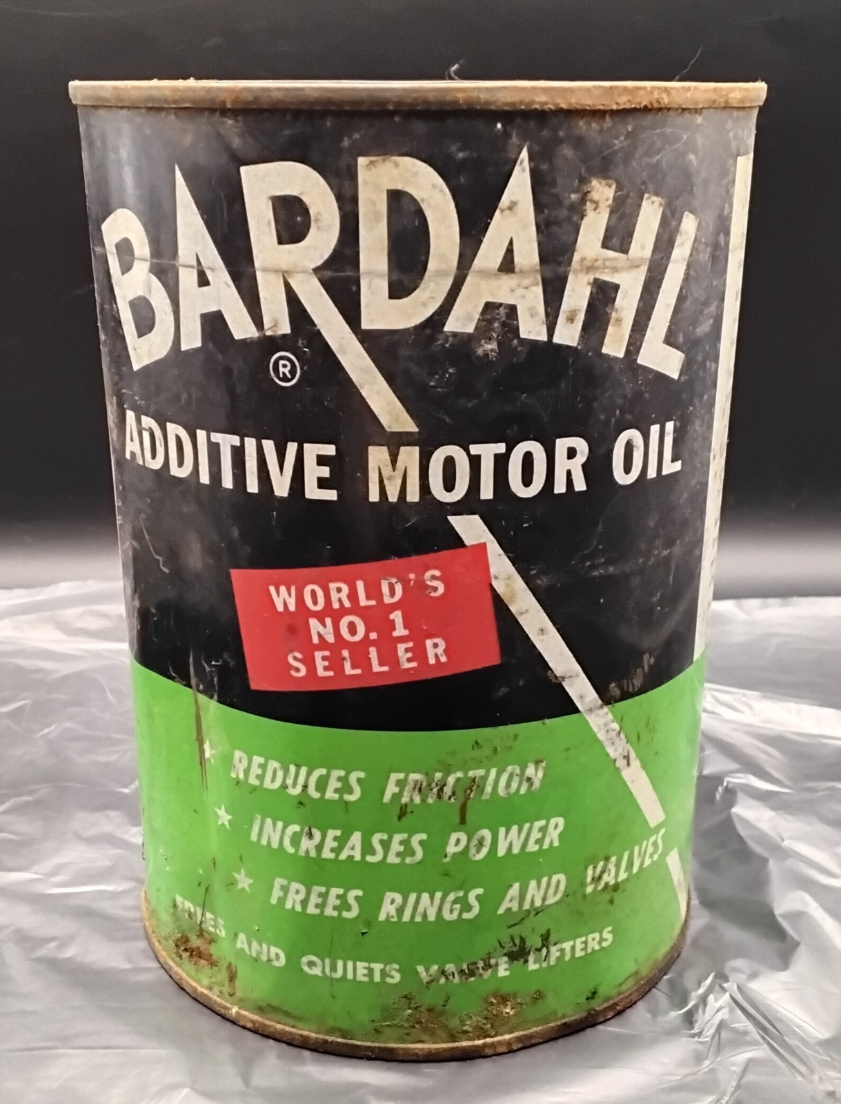 (MM) Vintage Bardahl Additive Motor Oil Can Quart no lid