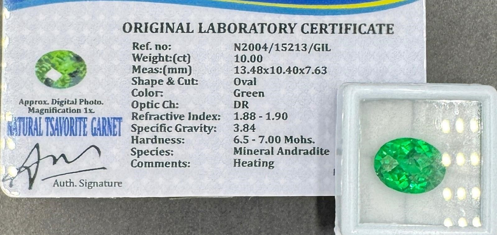 Natural Tsavorite Garnet 10ct Oval Cut Green Loose Gemstone Heated 13.48x10.40mm