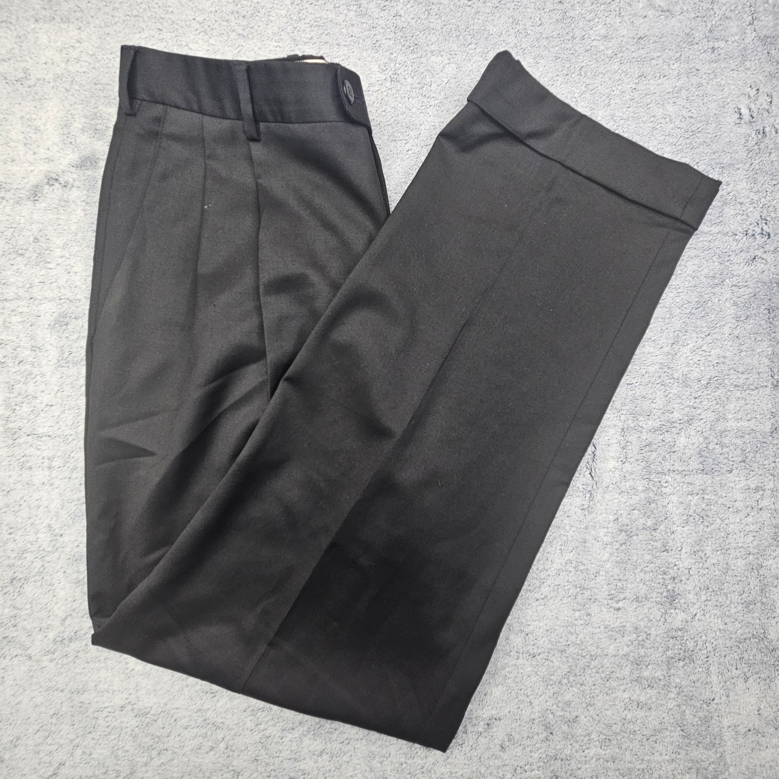 Zanella Bennett Dress Pants Mens 34x30 Black Wool Natural Stretch Pleated Cuffed