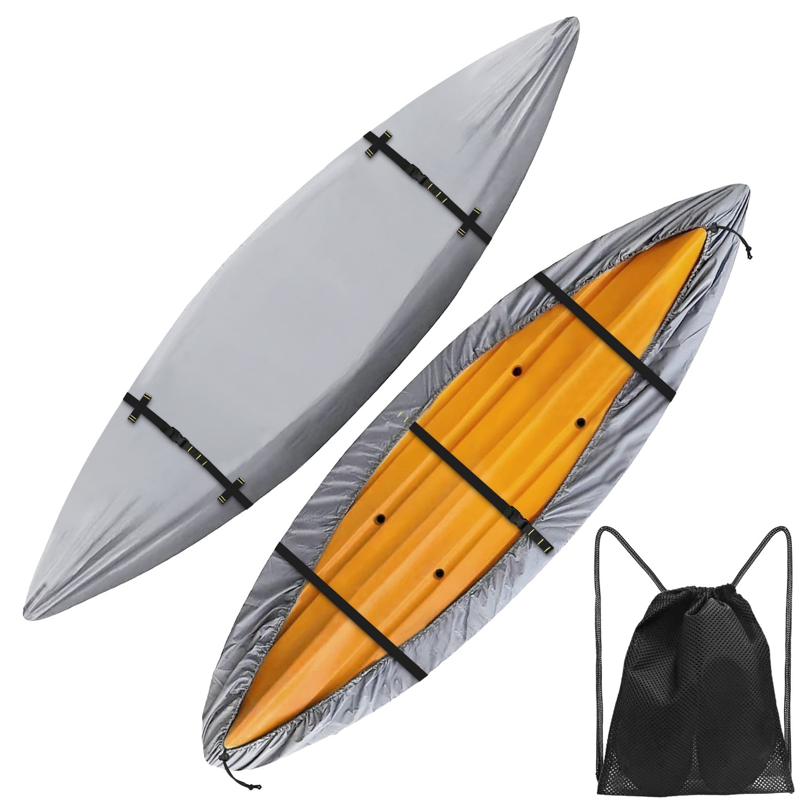 600D Kayak Cover,Heavy Duty Tear Resistant Canoe Cover, Waterproof & UV-Proof