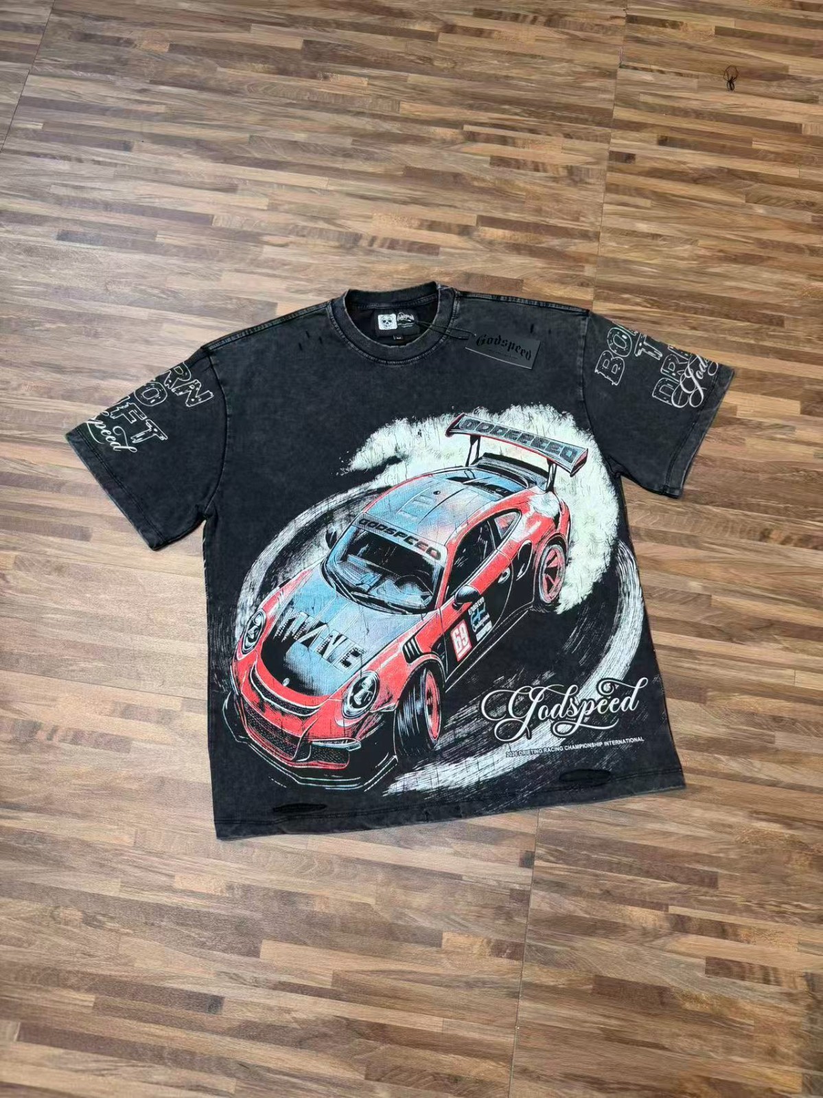 Mens Godspeed Drift Racing print Cotton Hole breaking style T-shirt Mens Godspeed Drift Racing print Cotton Hole breaking style T-shirt