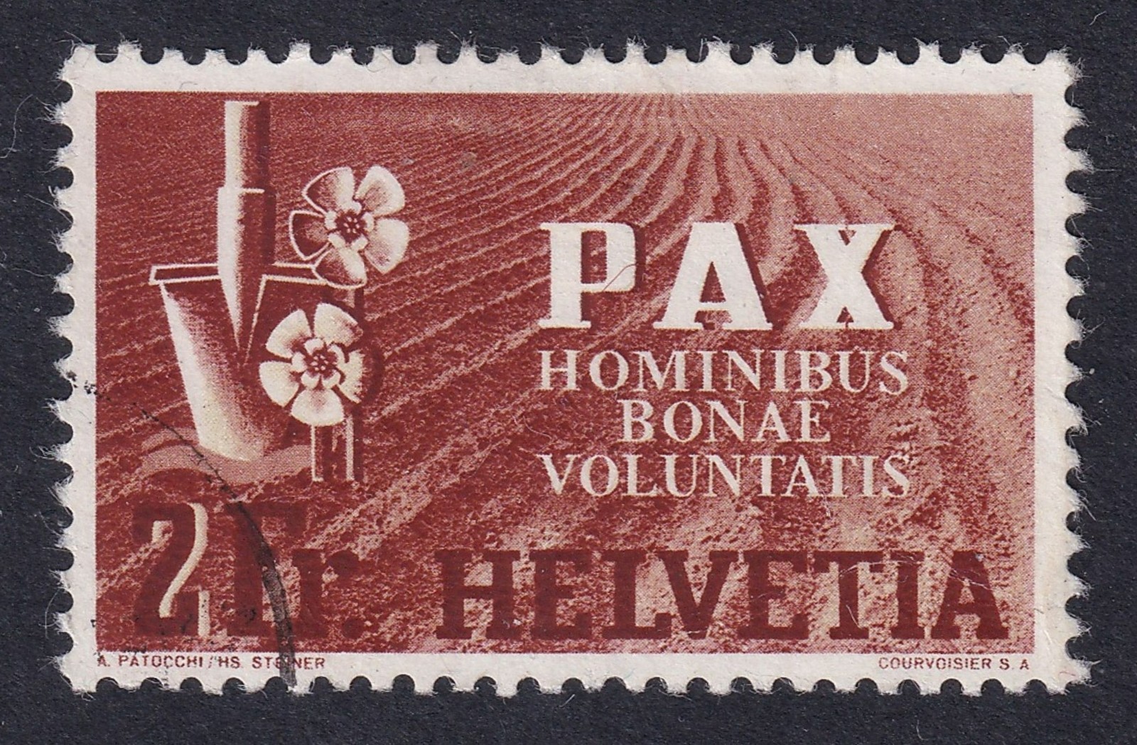 SWITZERLAND 1945 PAX Peace 2f. Brown and Buff SG 456 Used (CV £275) SWITZERLAND 1945 PAX Peace 2f. Brown and Buff SG 456 Used (CV £275)