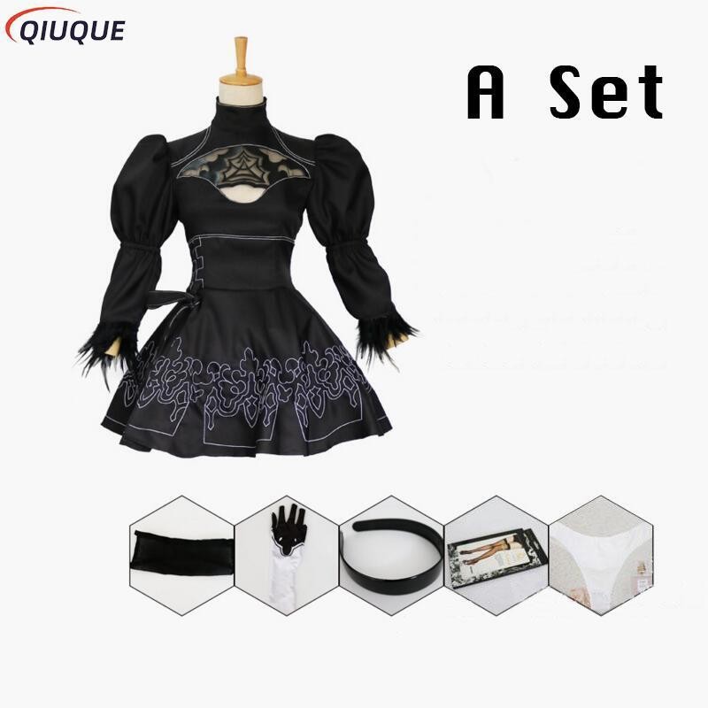 Game Nier Automata Cosplay Yorha 2b Costume Women\'s Dress Wig Party Props