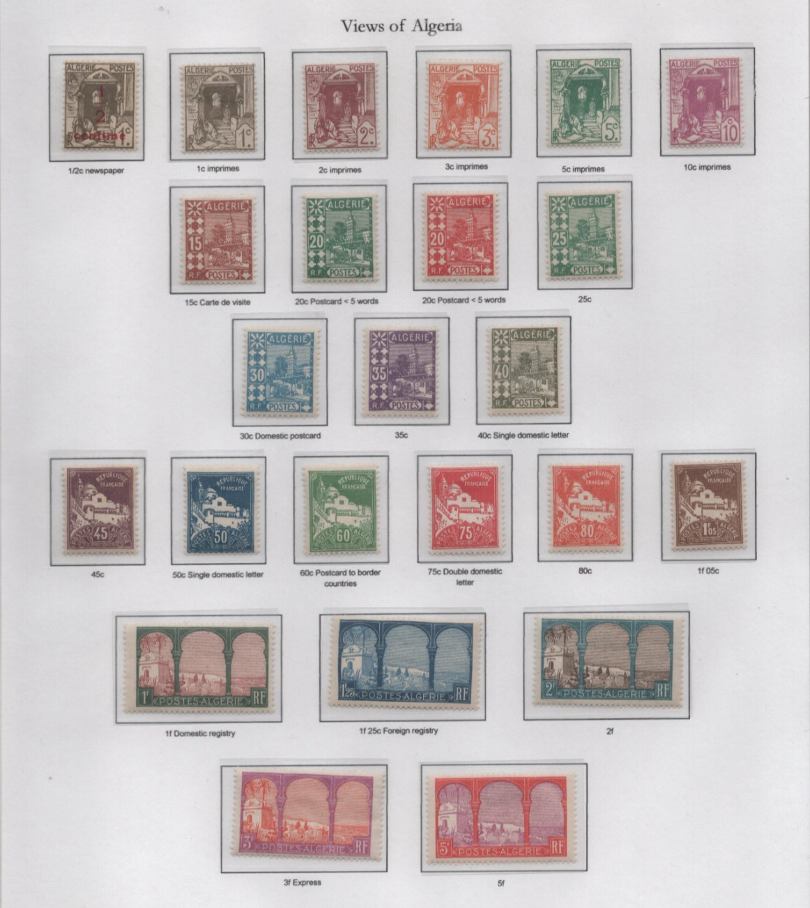 French Algeria Specialized Collection Of 70+ Stamps Mint & Used With Varieties