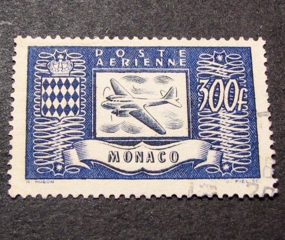 Monaco Stamp Scott# C27 Plane-Arms Type of 1946 Used C401 Monaco Stamp Scott# C27 Plane-Arms Type of 1946 Used C401