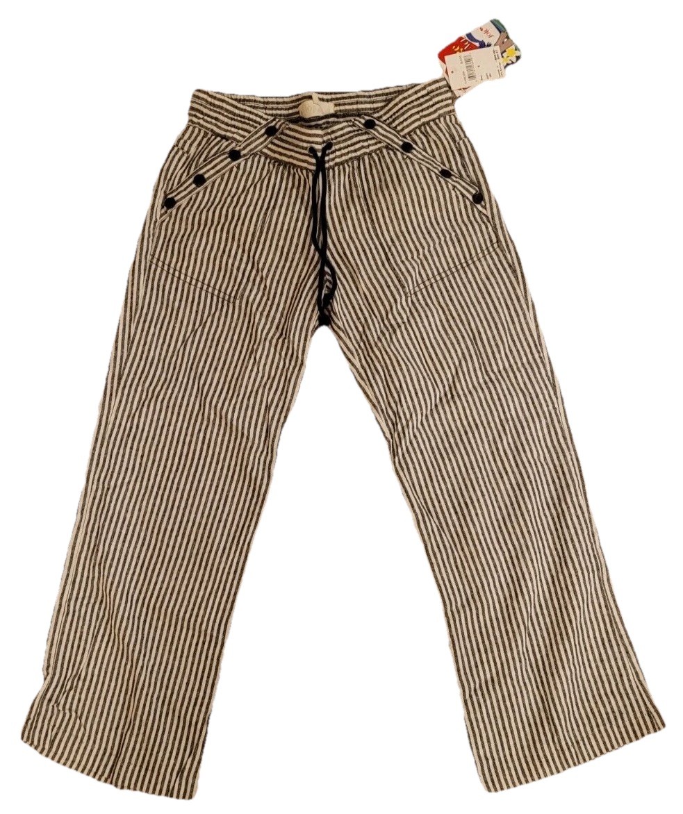 JOLT Pull On Casual Pants Beachwear Black/White Striped Linen Blend Size 5 JOLT Pull On Casual Pants Beachwear Black/White Striped Linen Blend Size 5