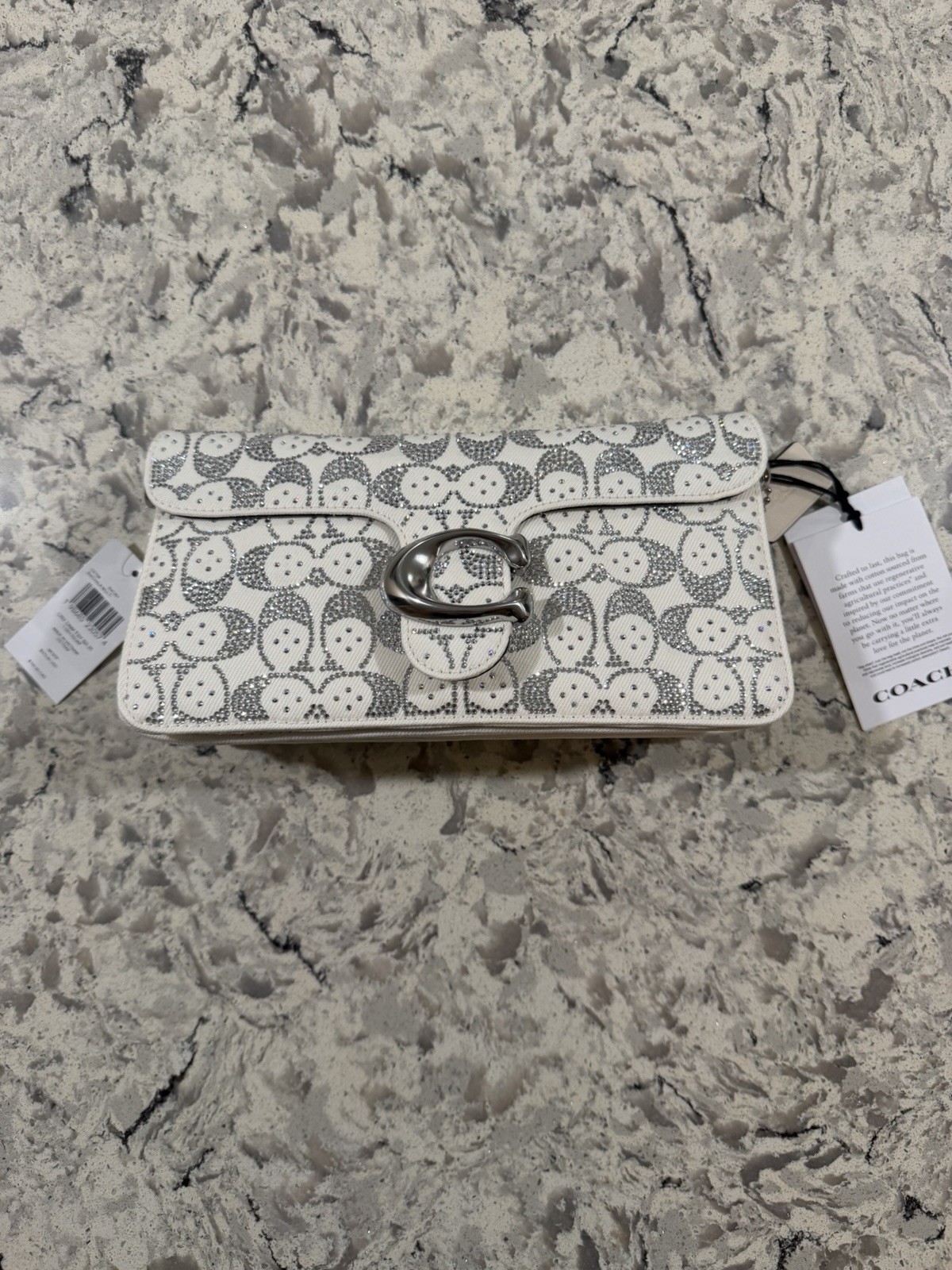 Coach Tabby Shoulder Bag 26 Crystal Signature Denim Chalk Multi CEY98 NWT
