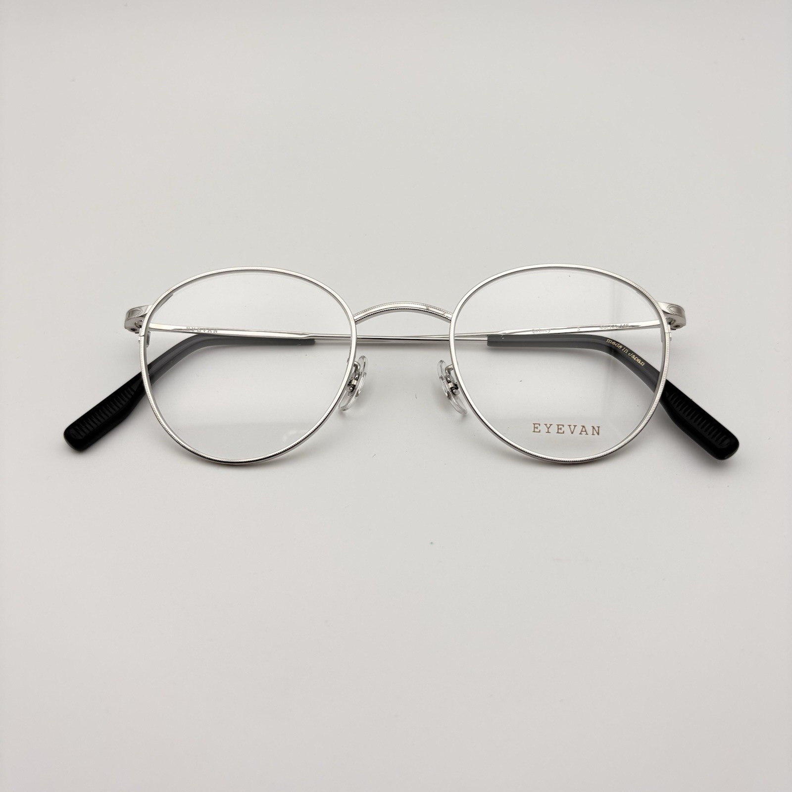 New Eyevan Quincy S Silver Titanium P-3 Round Eyeglasses Handcrafted Japan 46mm