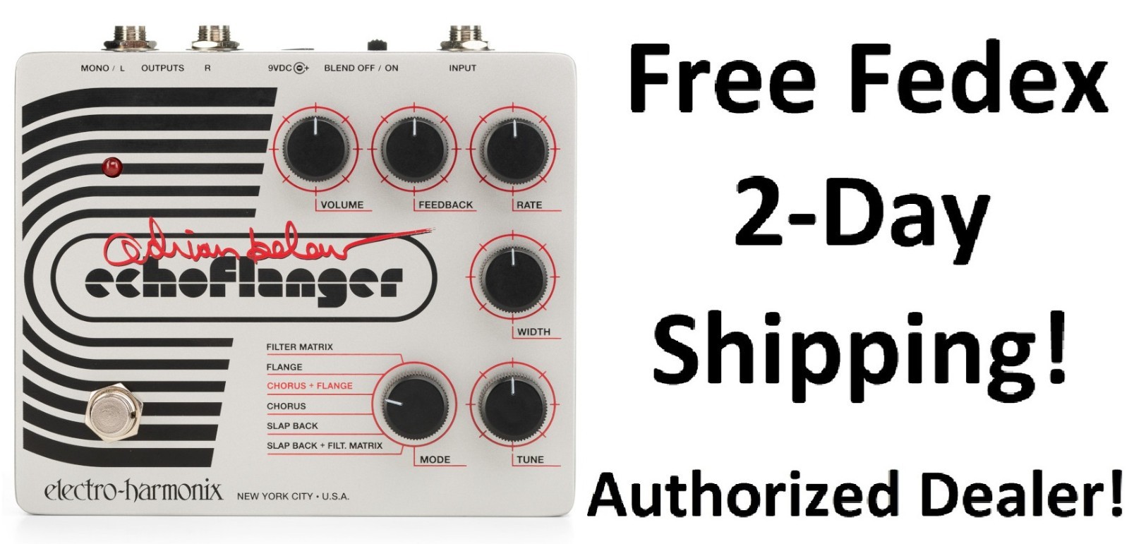 New Electro-Harmonix EHX Adrian Belew Echoflanger Reissue Guitar Effects Pedal