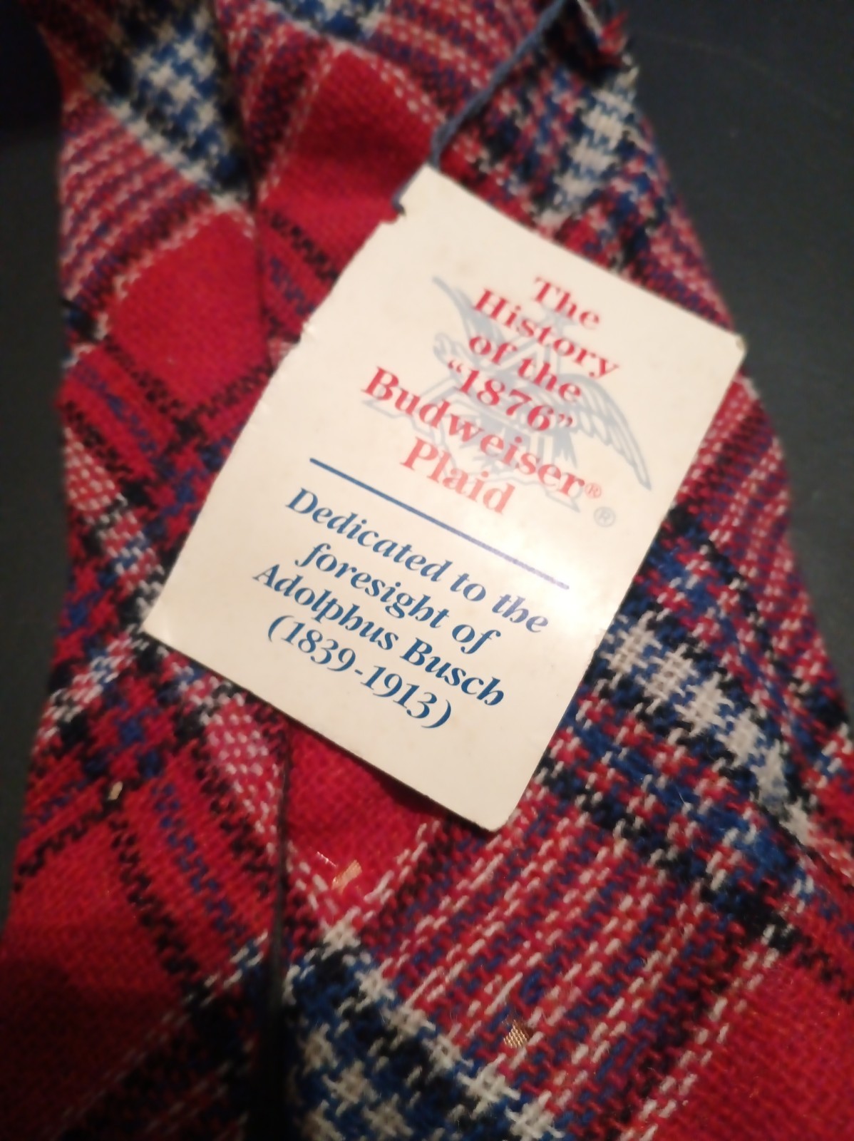 Very Rare Vintage 1970's Budweiser Plaid All Wool Neck Tie Anheuser Busch