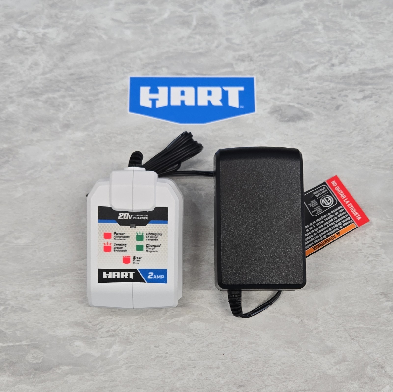 HART 20V - 2 amp Battery Charger, White, Charges 1 Battery, Power Adapter HART 20V - 2 amp Battery Charger, White, Charges 1 Battery, Power Adapter