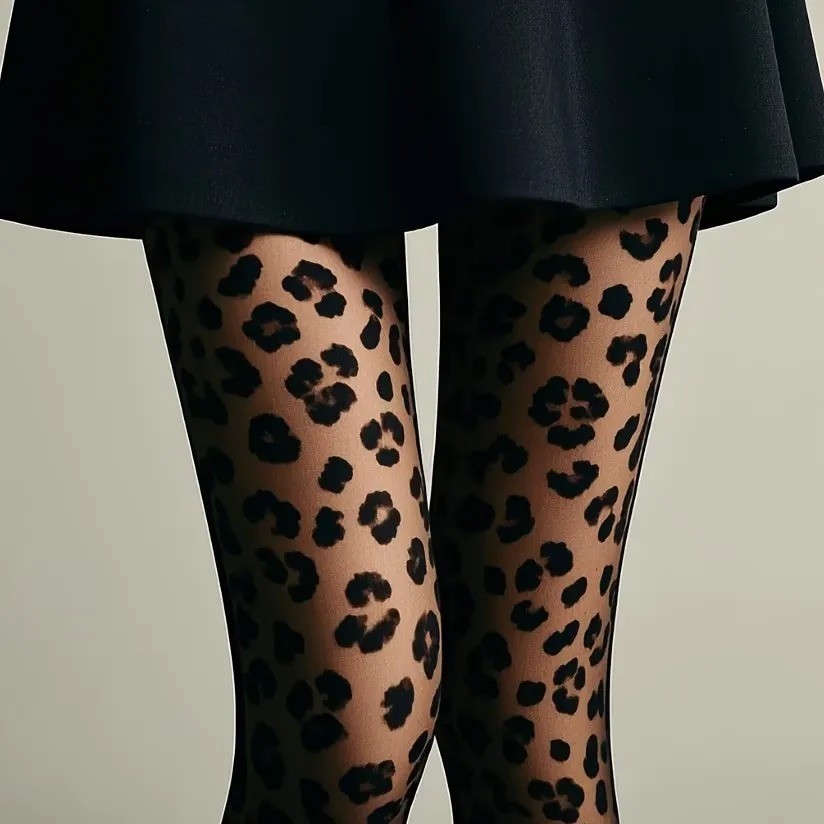 Women Leopard Print Tights Black Sheer Pantyhose Stockings Party Nightclub Women Leopard Print Tights Black Sheer Pantyhose Stockings Party Nightclub