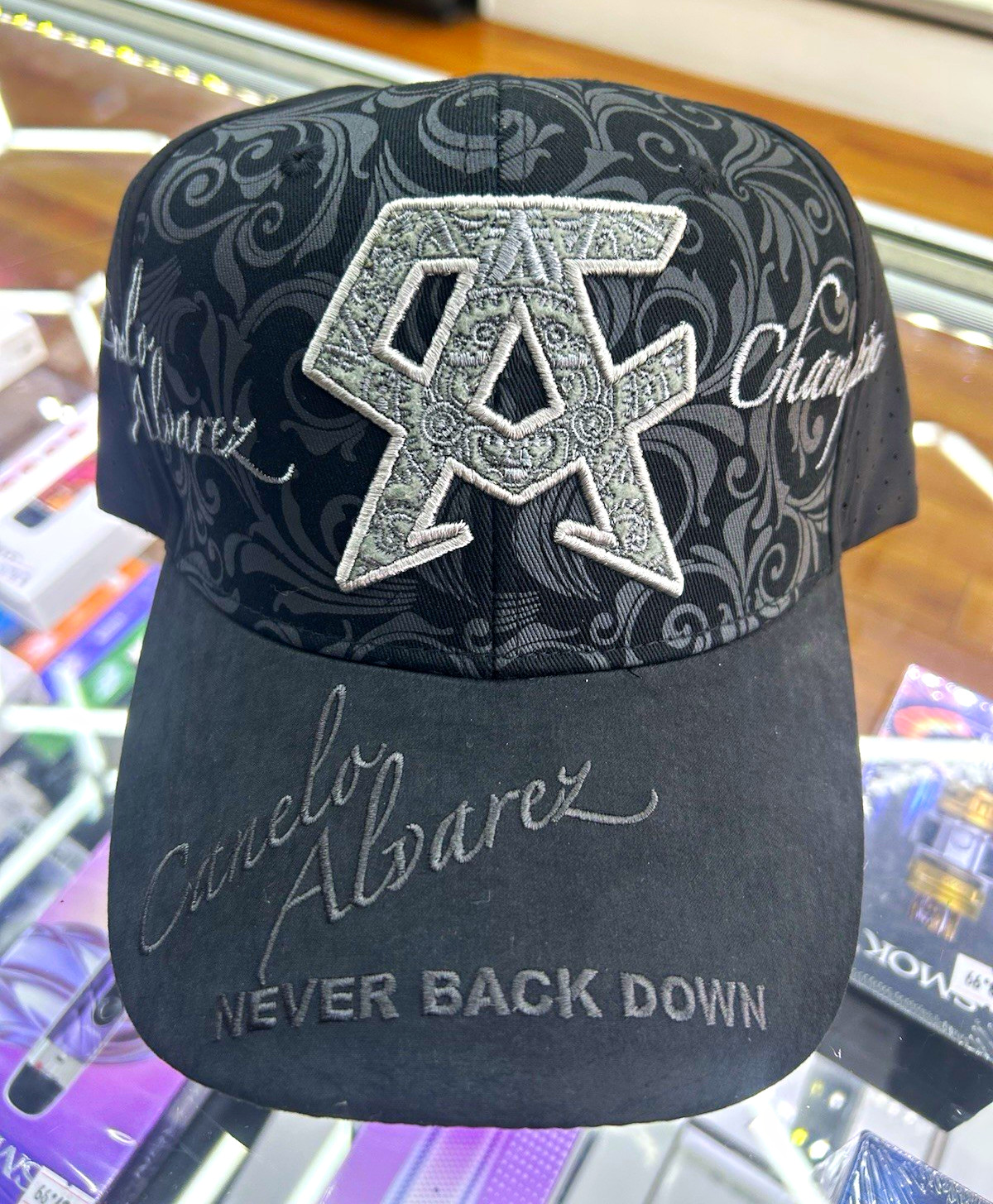 Saul (Canelo) Alvarez Never Back Down Snapback Cap Hat Black/Gray One Size