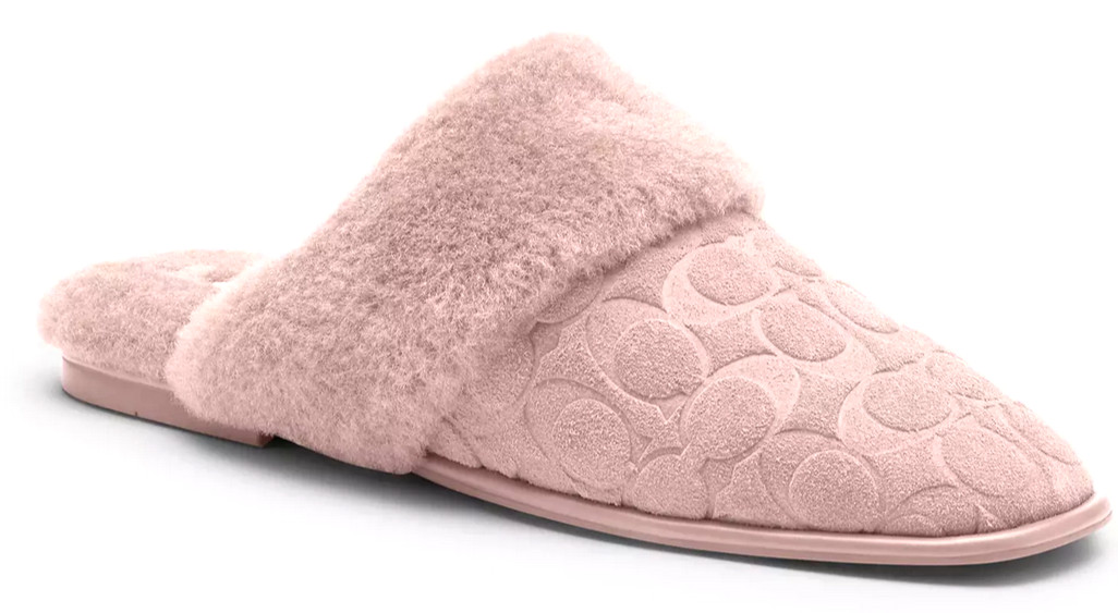 ❤️Coach Candy Pink Sherpa Flat Mule Signature Suede Slippers - Size 8 CCX65 -NWT ❤️Coach Candy Pink Sherpa Flat Mule Signature Suede Slippers - Size 8 CCX65 -NWT