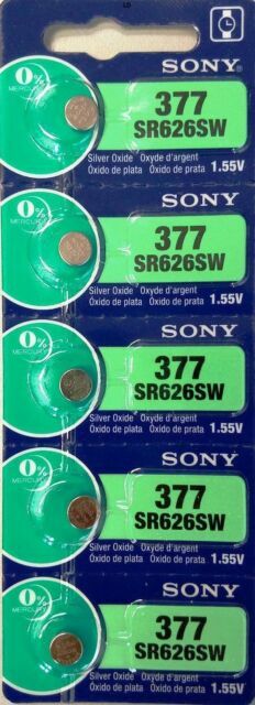 5 NEW MURATA / SONY 377 SR626SW SR626 V377 SilverOxide Watch Battery SR66 TR626W 5 NEW MURATA / SONY 377 SR626SW SR626 V377 SilverOxide Watch Battery SR66 TR626W