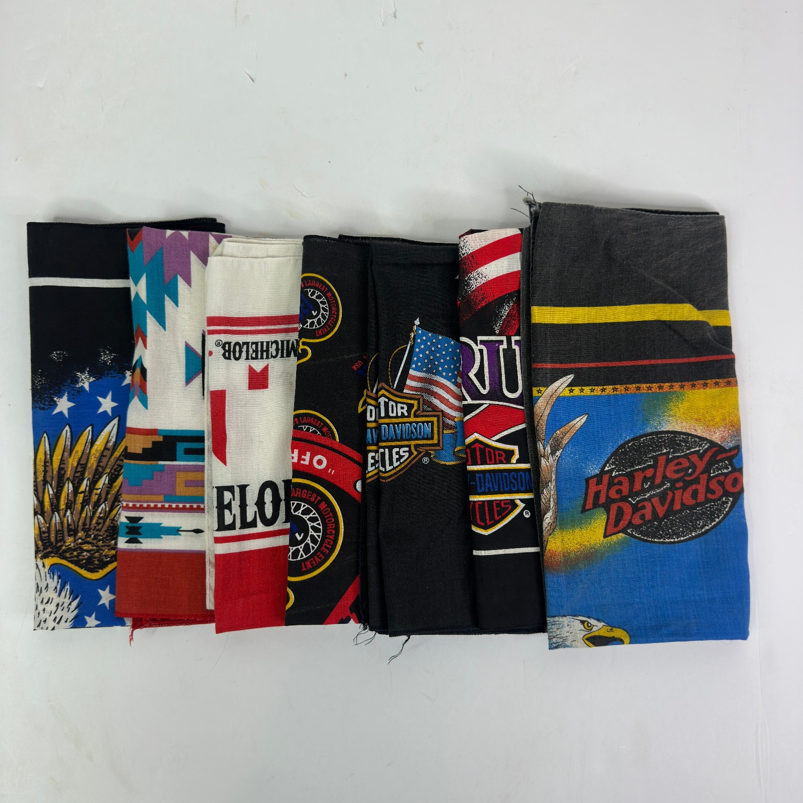 VTG Harley Davidson Motorcycle Bandana Handkerchief Beer Eagle Roses Made in USA VTG Harley Davidson Motorcycle Bandana Handkerchief Beer Eagle Roses Made in USA