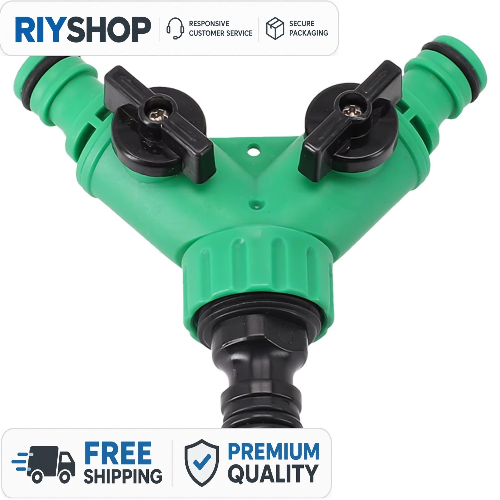 2 Way Garden Hose Splitter Y Connector with Shut-Off Valves, 3/4 in Adapter