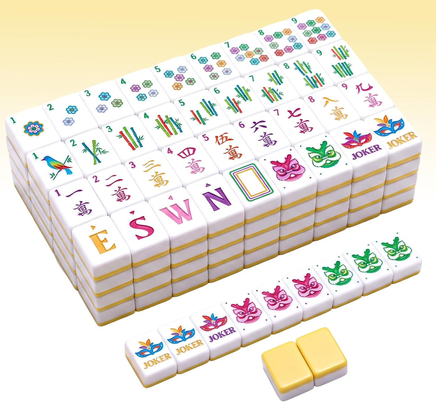 160 Pcs American Mahjong Set 1.2 Inch 160 Tiles, Light Yellow