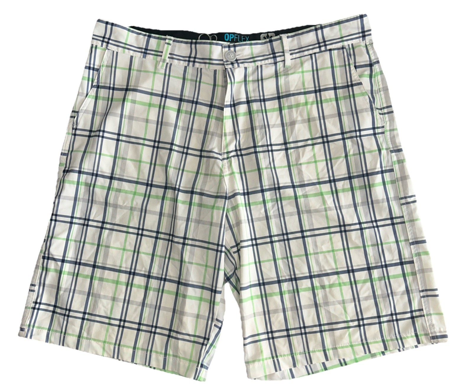 OP OPFLEX 4 Way Stretch Men’s Golf Shorts Size 36 White Green Navy OP OPFLEX 4 Way Stretch Men’s Golf Shorts Size 36 White Green Navy