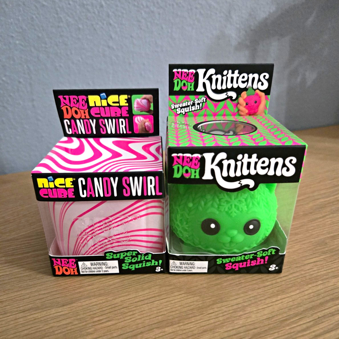 Nee Doh Nice Cube Candy Swirl & Knittens Squishy Christmas Bundle Nee Doh Nice Cube Candy Swirl & Knittens Squishy Christmas Bundle