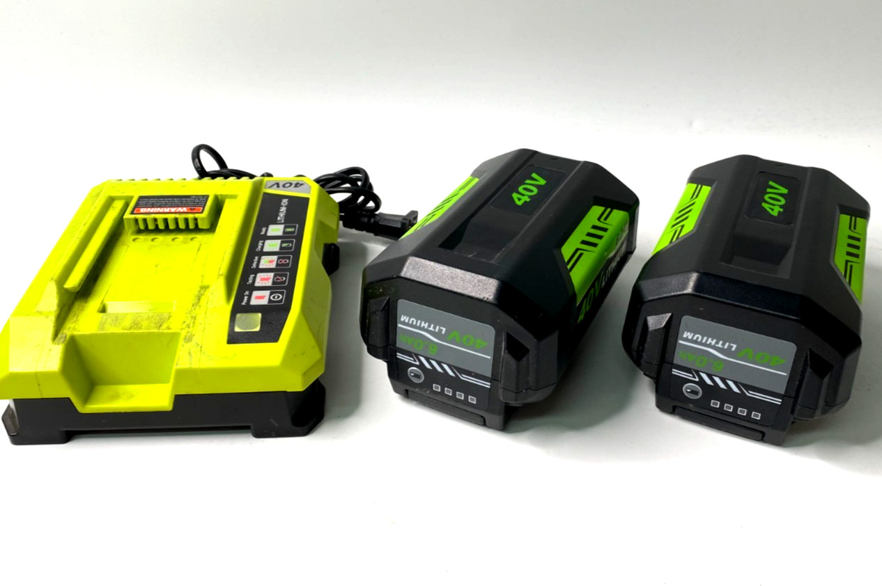 LOT of 2 40V 6.0Ah Battery for Ryobi 40 Volt Lithium OP4050 OP40602 w/Charger