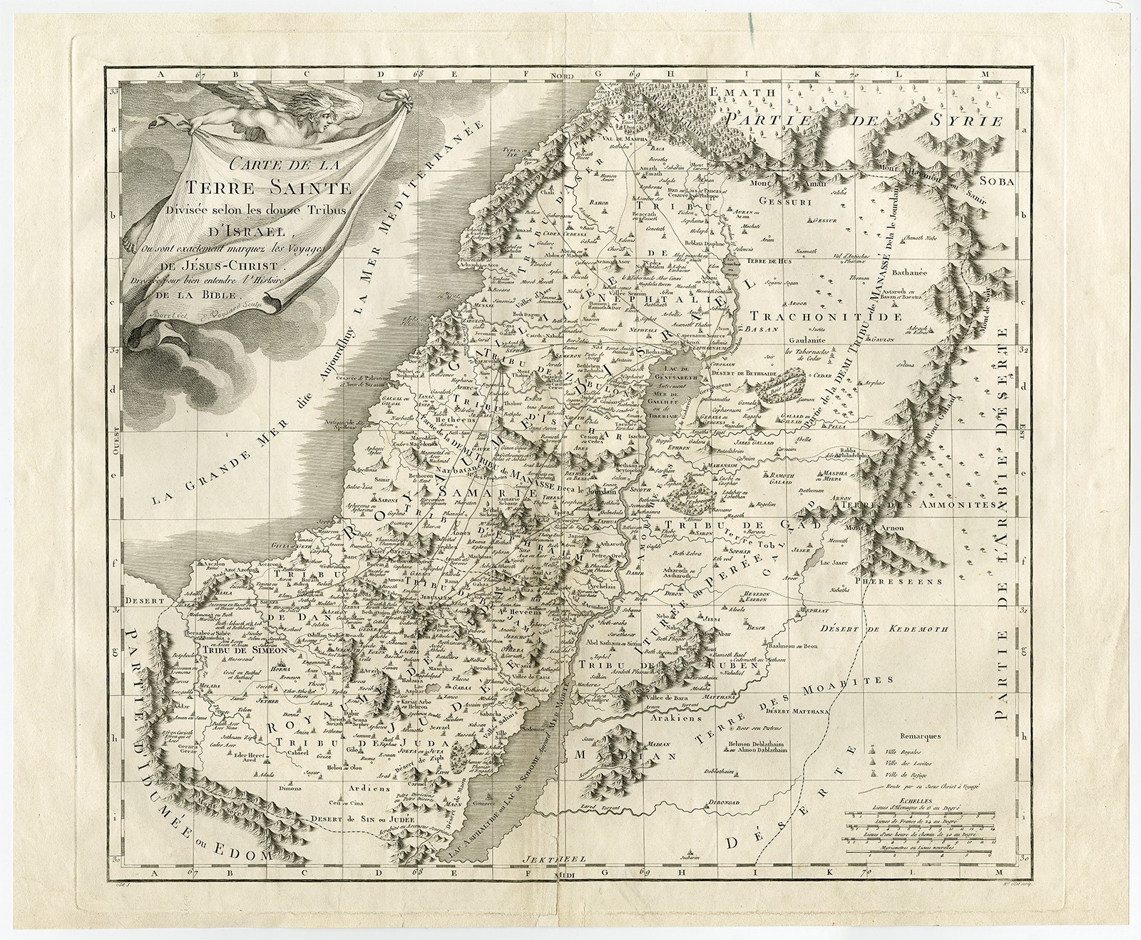 Rare Antique Map-JESUS-CHRIST-VOYAGES-ISRAEL -Voysard-Glot-Desray-1809