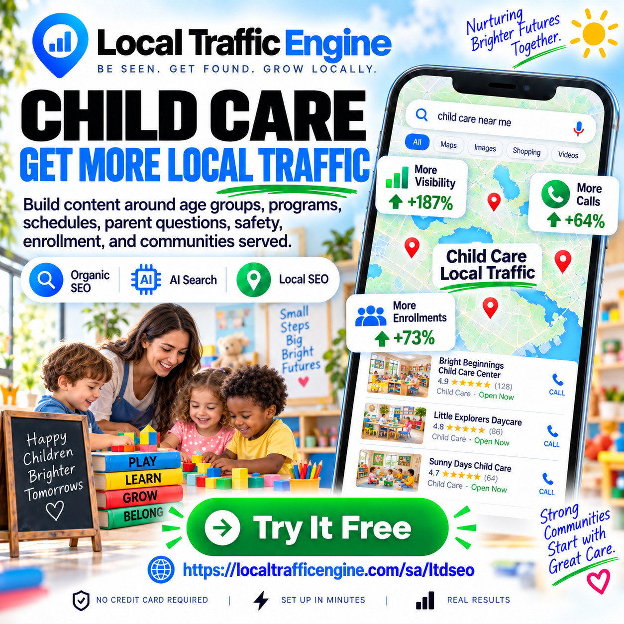 Get More CHILD CARE Clients To Website– Lifetime SEO Service + 10-Day Free Trial
