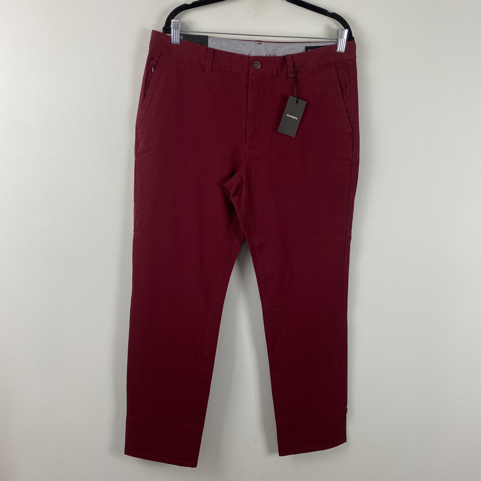 Bonobos Slim Fit Chino Pants Size 34x30 Tawny Port Red Stretch Washed