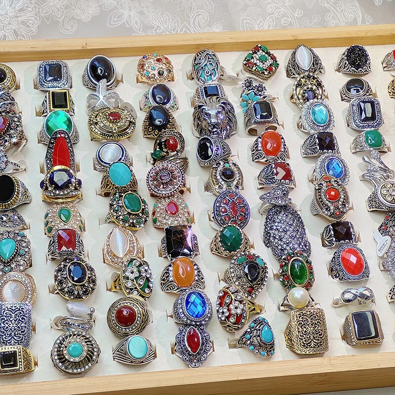 50pcs Lot Wholesale Vintage Crystal Stone Mix Style Metal Jewelry Ring Men Women 50pcs Lot Wholesale Vintage Crystal Stone Mix Style Metal Jewelry Ring Men Women