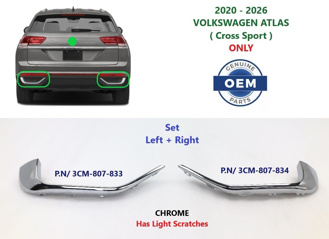 2020-2026 VW Atlas Cross Sport Rear Left + Right Diffuser Tips Exhaust Molding