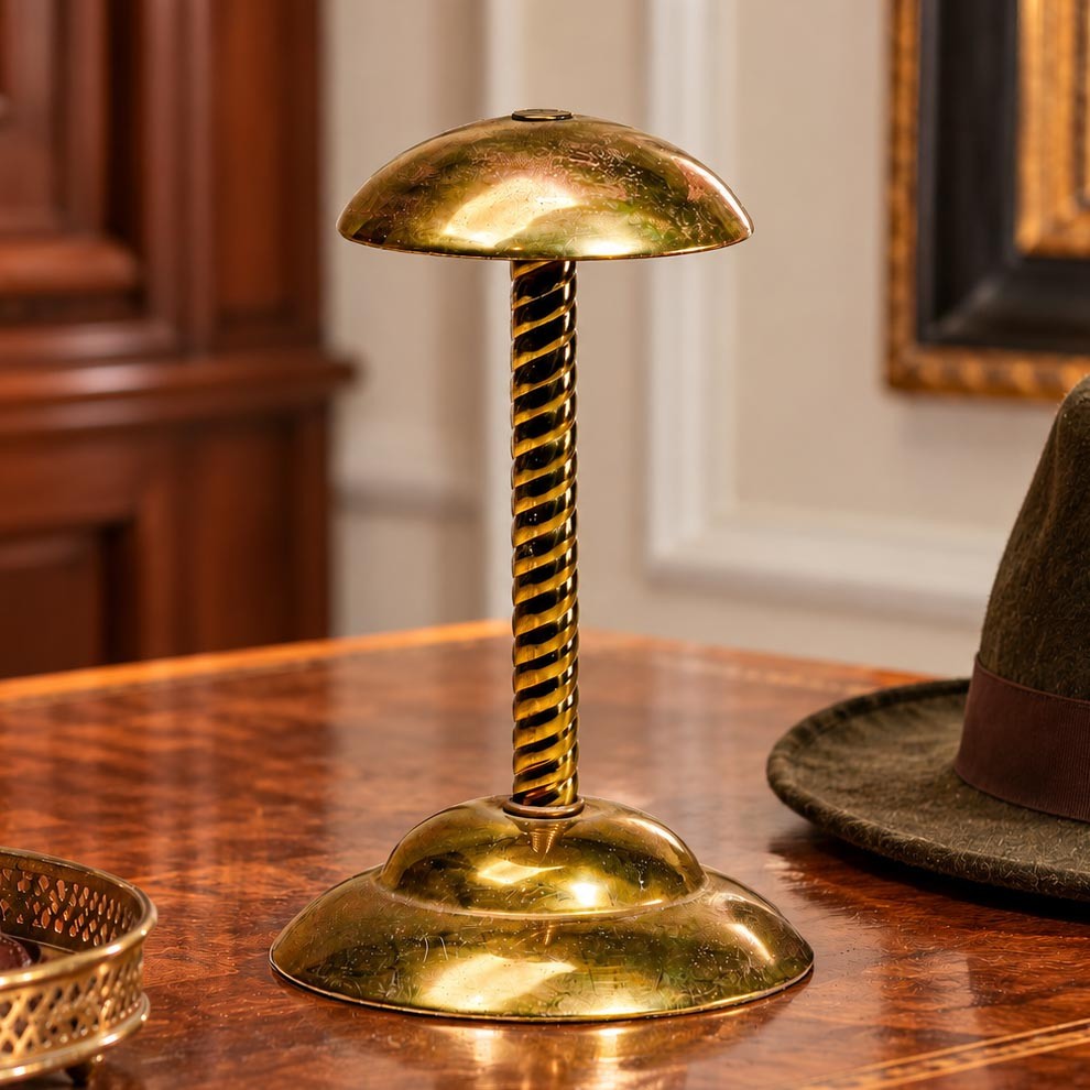 Charming Vintage 1940s Brass Hat Stand Spiral Twist Column Display Holder
