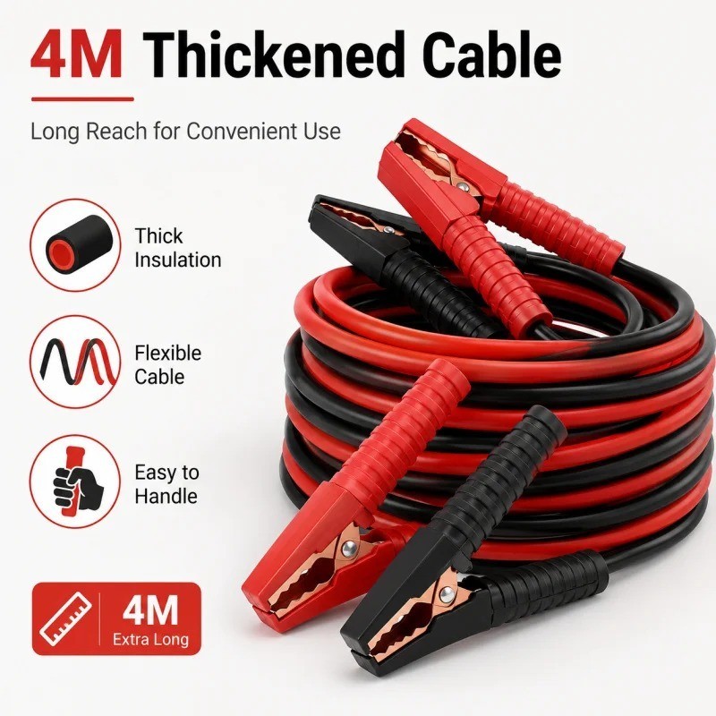 Share Car Battery Jumper Cables 4M Heavy Duty Copper Jump Start Booster Cable