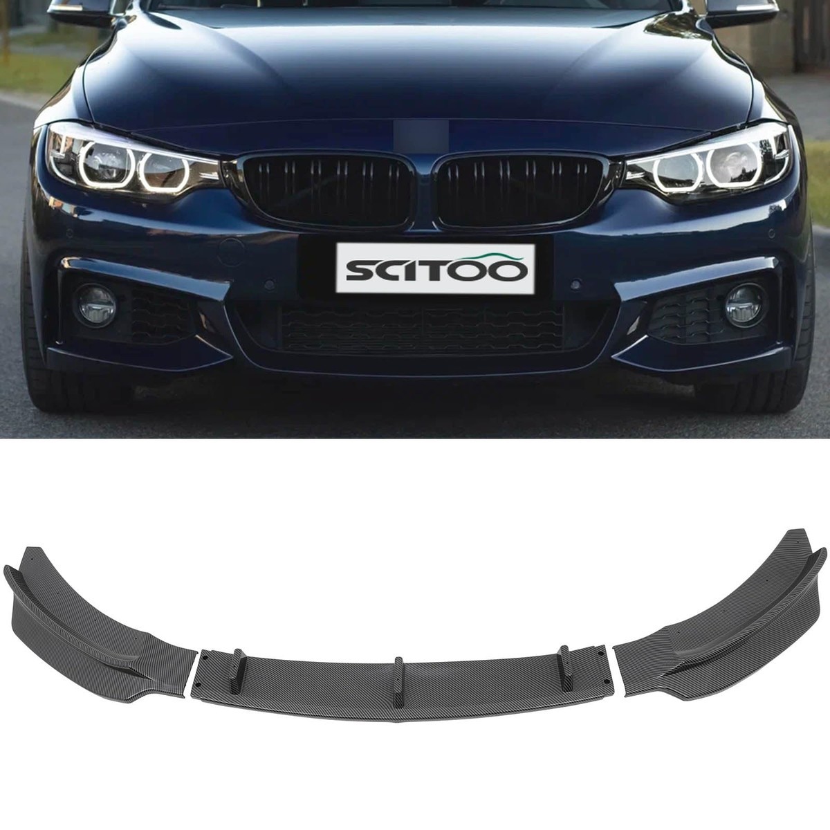 SCITOO Glossy Carbon PP Front Bumper Lip Chin Spoiler