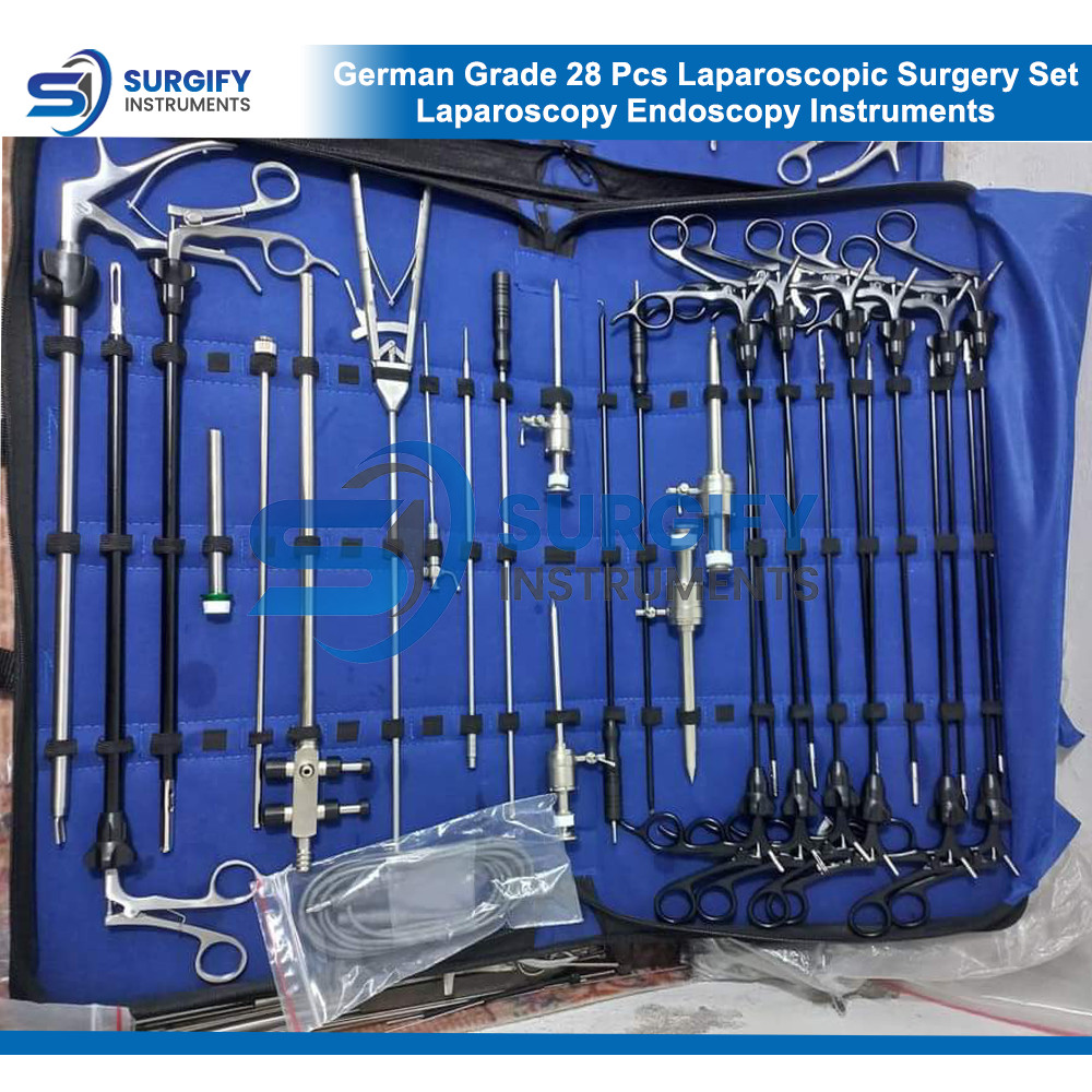 German Grade 28 Pcs Laparoscopic Surgery Set Laparoscopy Endoscopy Instruments