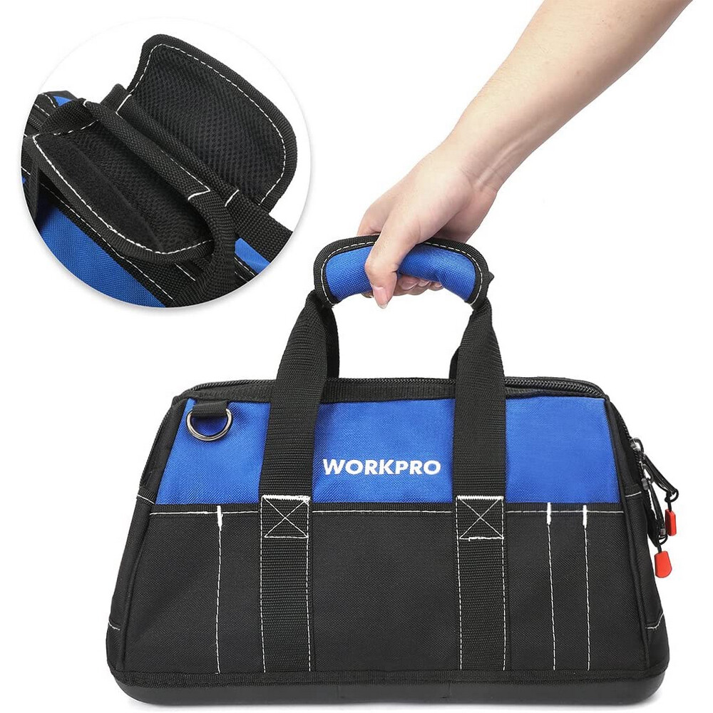 WORKPRO 16 inch Zipper Heavy Duty Tool Bag  Top Wide Mouth Tool Storage Tote