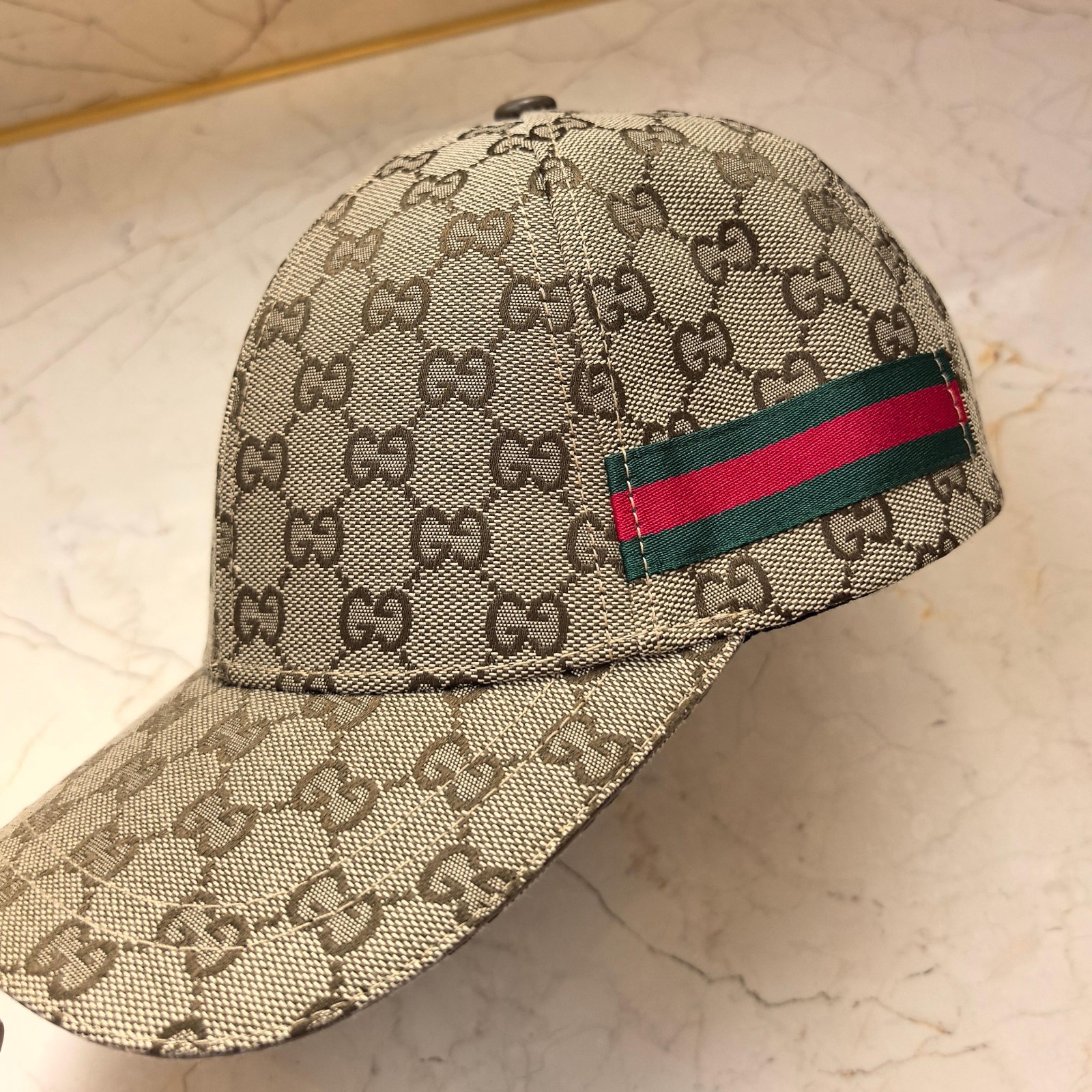 Gucci GG Supreme Baseball Cap Web Strap Unisex One Size Gucci GG Supreme Baseball Cap Web Strap Unisex One Size