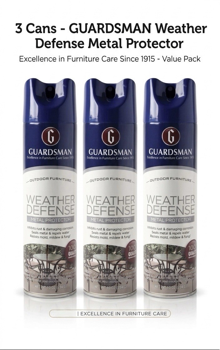 3 Pack Guardsman Clear Metal Protector Weather Defense Spray Outdoor Furniture