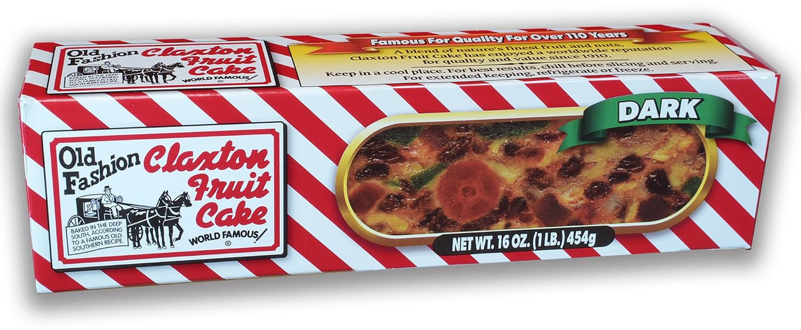 Old Fashion Claxton Fruit Cake - 1 Lb. Dark Recipe - Wrapped for Freshness in Ou