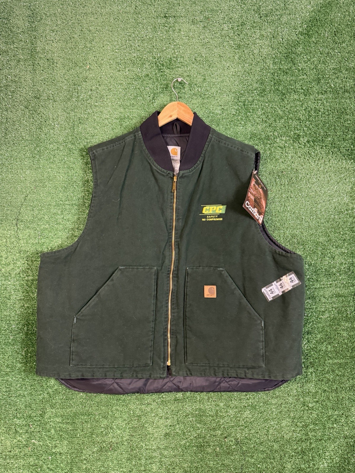 VTG Carhartt 3XL Spruce Green Vest Jacket V02 SPC Quilted Lined NWT Embroidered VTG Carhartt 3XL Spruce Green Vest Jacket V02 SPC Quilted Lined NWT Embroidered