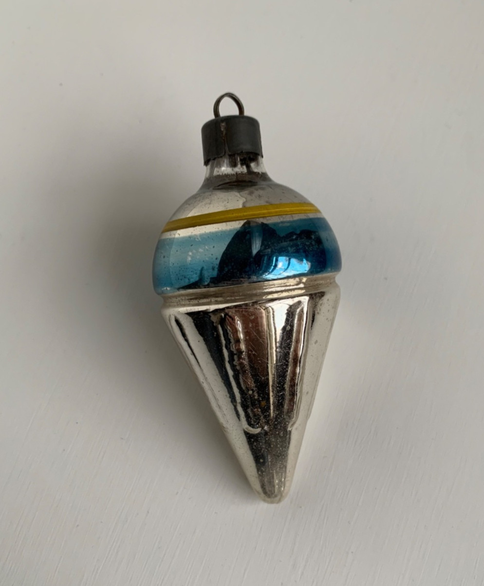 HTF Vintage PREMIER Pre WWII Ice Cream Cone Shape Xmas Ornament Striped