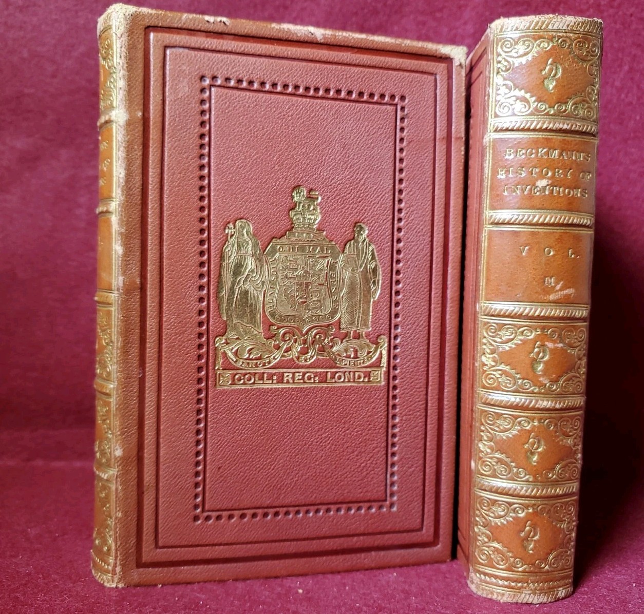 Beckmann History of Inventions 2 Vol Leather Prize Bindings 1846 1872 Antique Beckmann History of Inventions 2 Vol Leather Prize Bindings 1846 1872 Antique