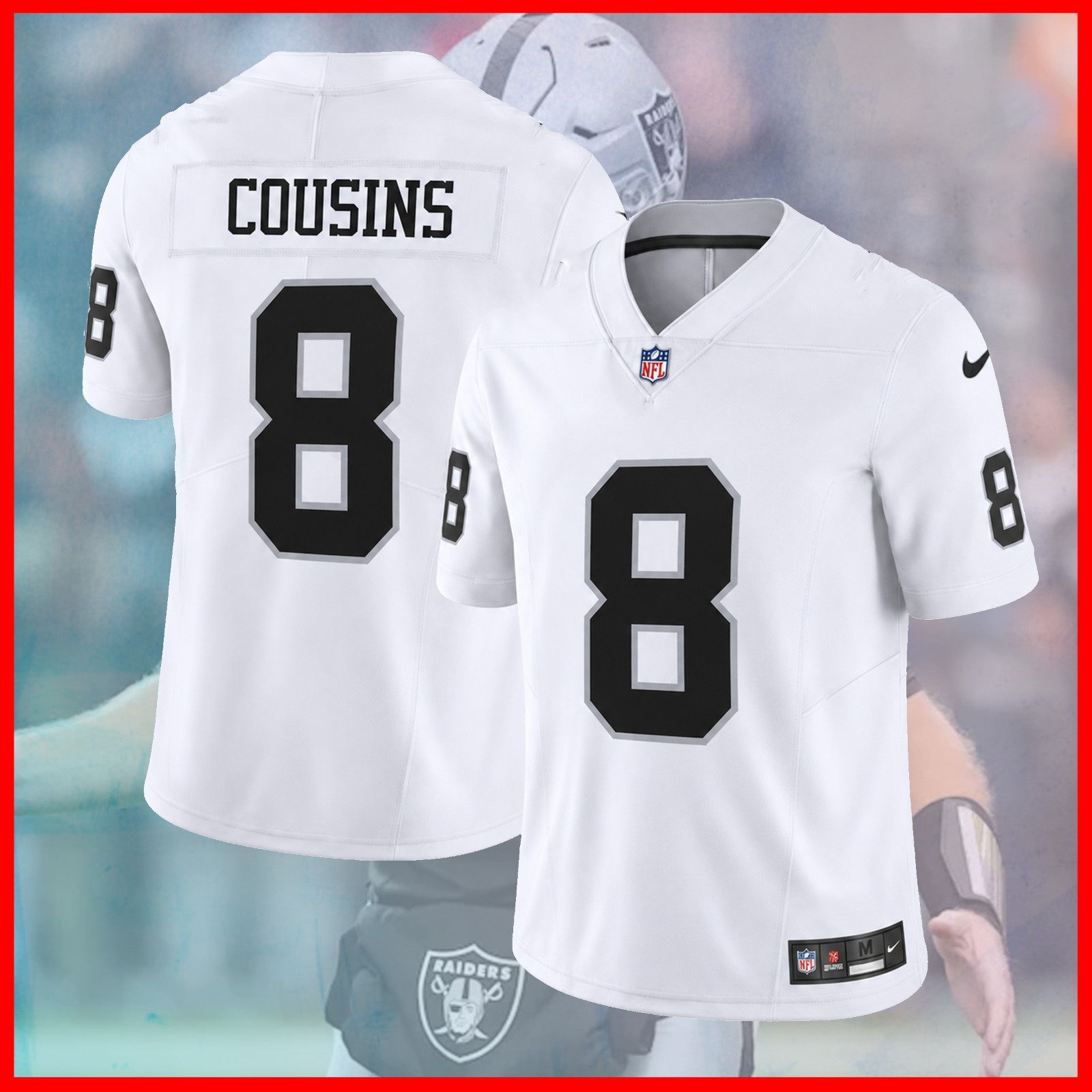 ⭐️HOT Kirk Cousins #8 Las Vegas Team Name & Number Embroidered Jer.sey