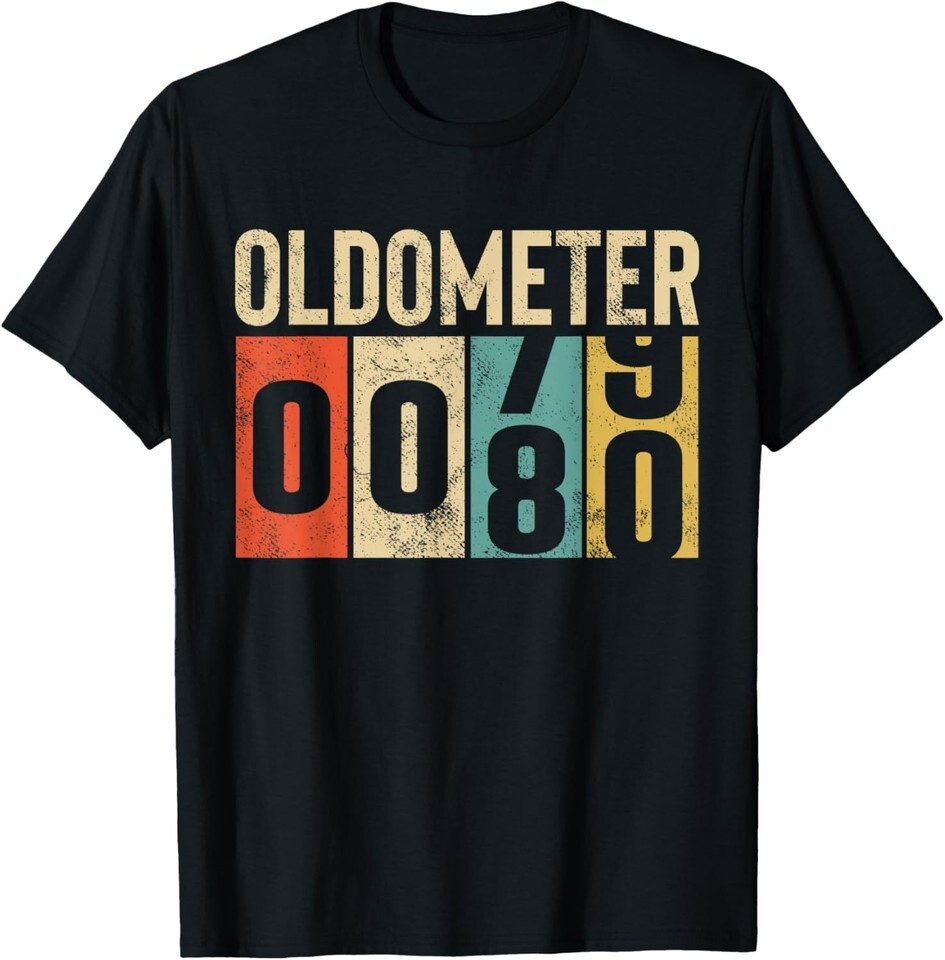 Funny 80 Years Old Oldometer Vintage 80th Birthday Odometer T-Shirt Gift New