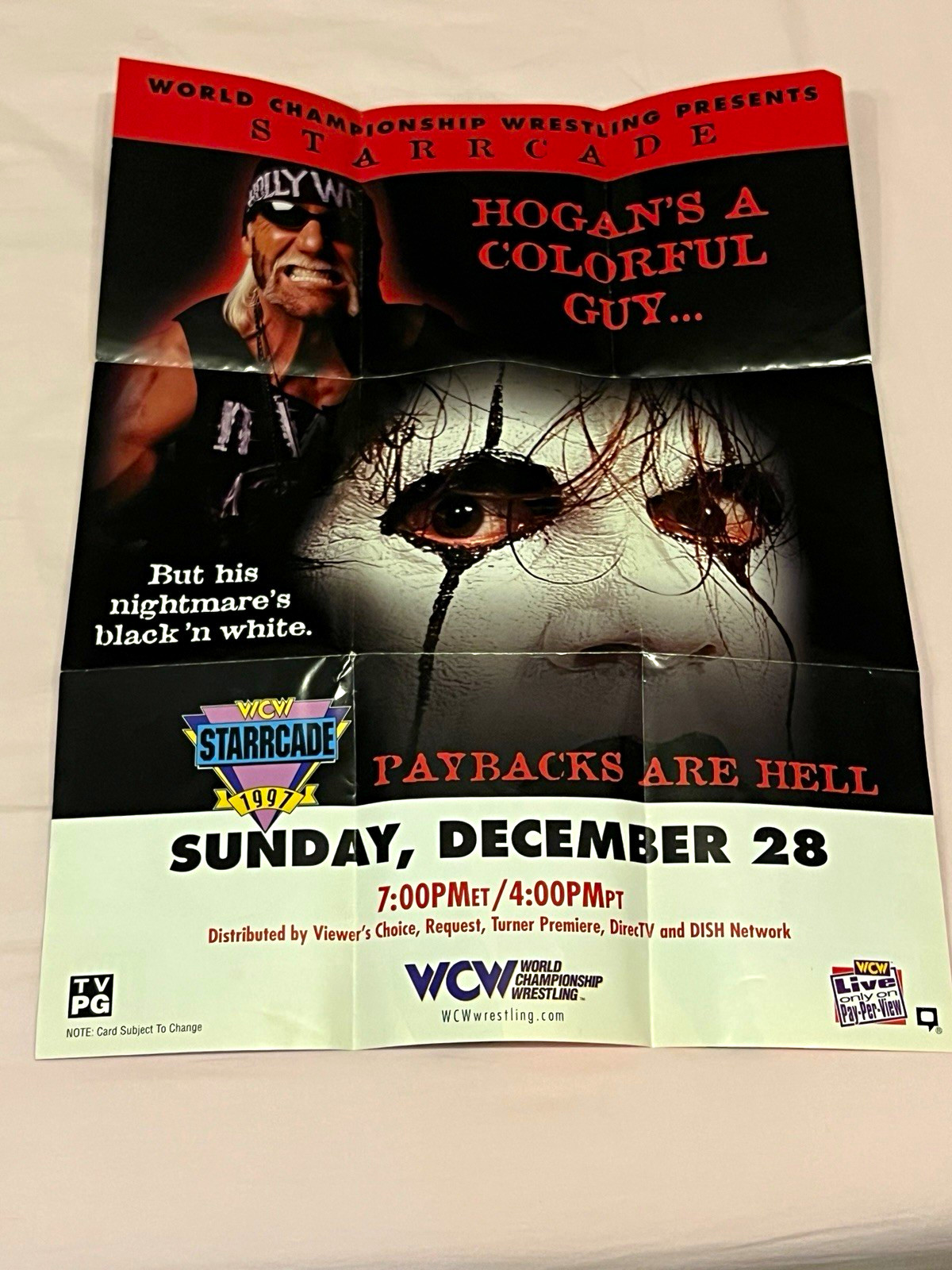 WCW vs nWo World Tour N64 Original Poster Insert Starrcade 1997 Hogan Sting