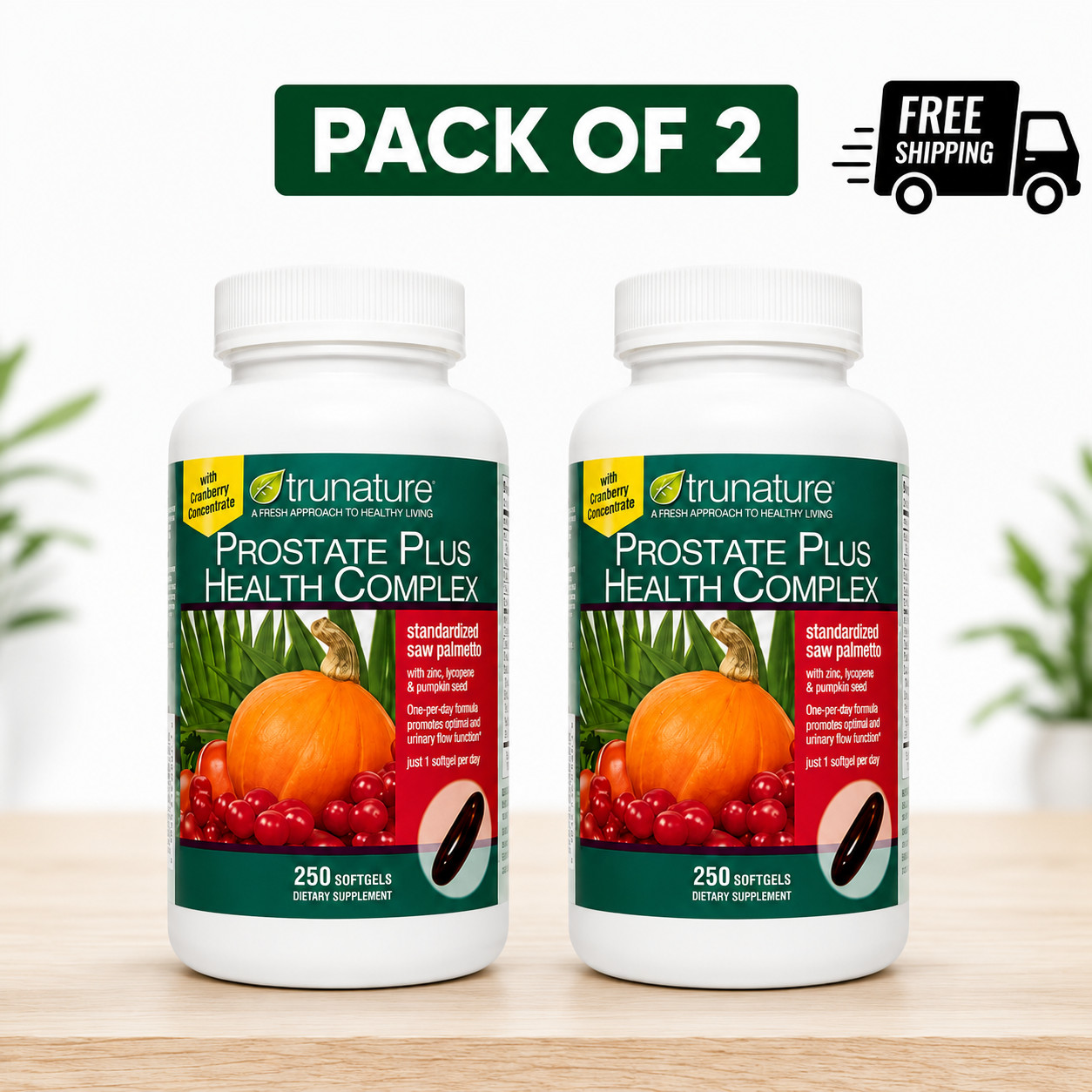 Pack of 2 Prostate Plus Health Complex, 250 Softgels with Saw Palmento New Pack of 2 Prostate Plus Health Complex, 250 Softgels with Saw Palmento New