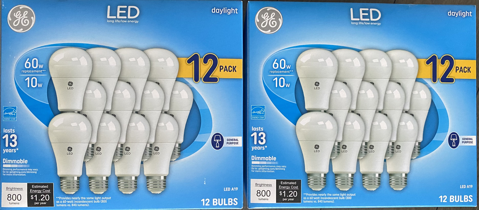 24 Bulbs GE Daylight Led Light 10W Replacement 60W General Purpose Dimmable A19 24 Bulbs GE Daylight Led Light 10W Replacement 60W General Purpose Dimmable A19