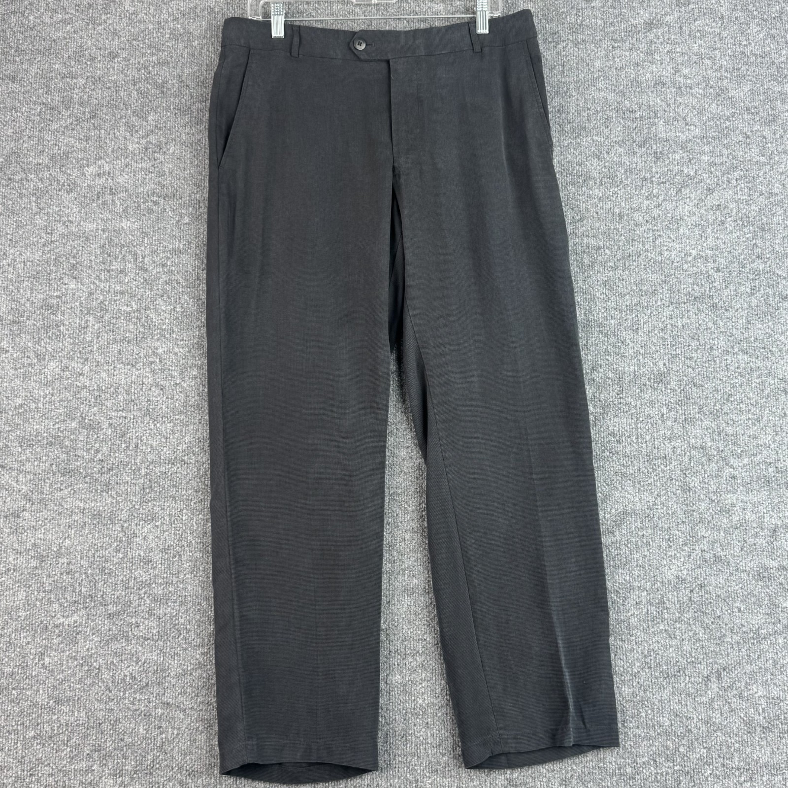 Armani Collezioni Dress Pants Mens 34 Gray Micro Houndstooth Casual Trousers